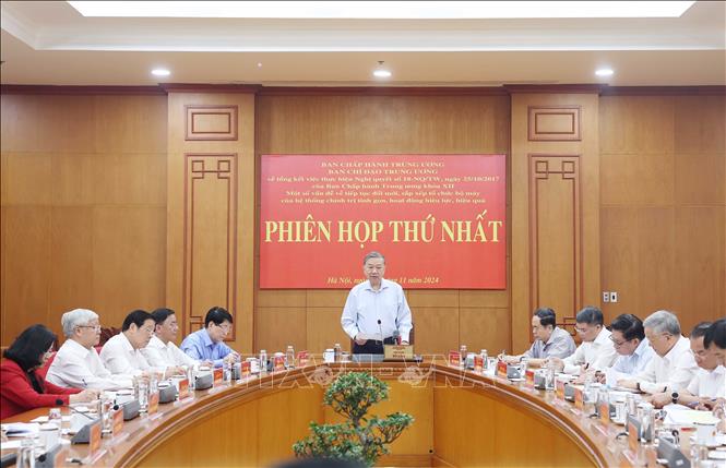 Tổng Bí thư Tô Lâm, Trưởng Ban Chỉ đạo Trung ương về tổng kết thực hiện Nghị quyết số 18-NQ/TW. Ảnh: Thống Nhất/TTXVN