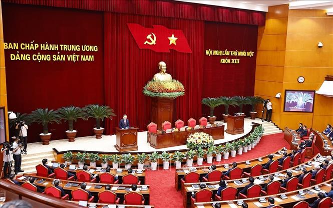 Quang cảnh Phiên bế mạc Hội nghị lần thứ 11 Ban Chấp hành Trung ương Đảng khoá XIII.