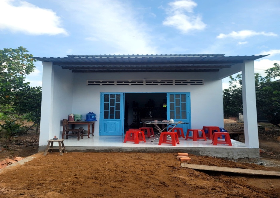 Căn nhà mới sau khi hoàn thành và nghiệm thu cho ông Trần Hữu Phong, sinh năm 1967, là hộ nghèo, ngụ ấp Thới Thạnh, xã Thới Sơn.